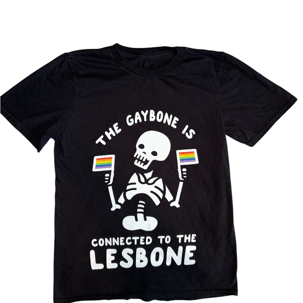 Pride Graphic Tee with Skeleton Print